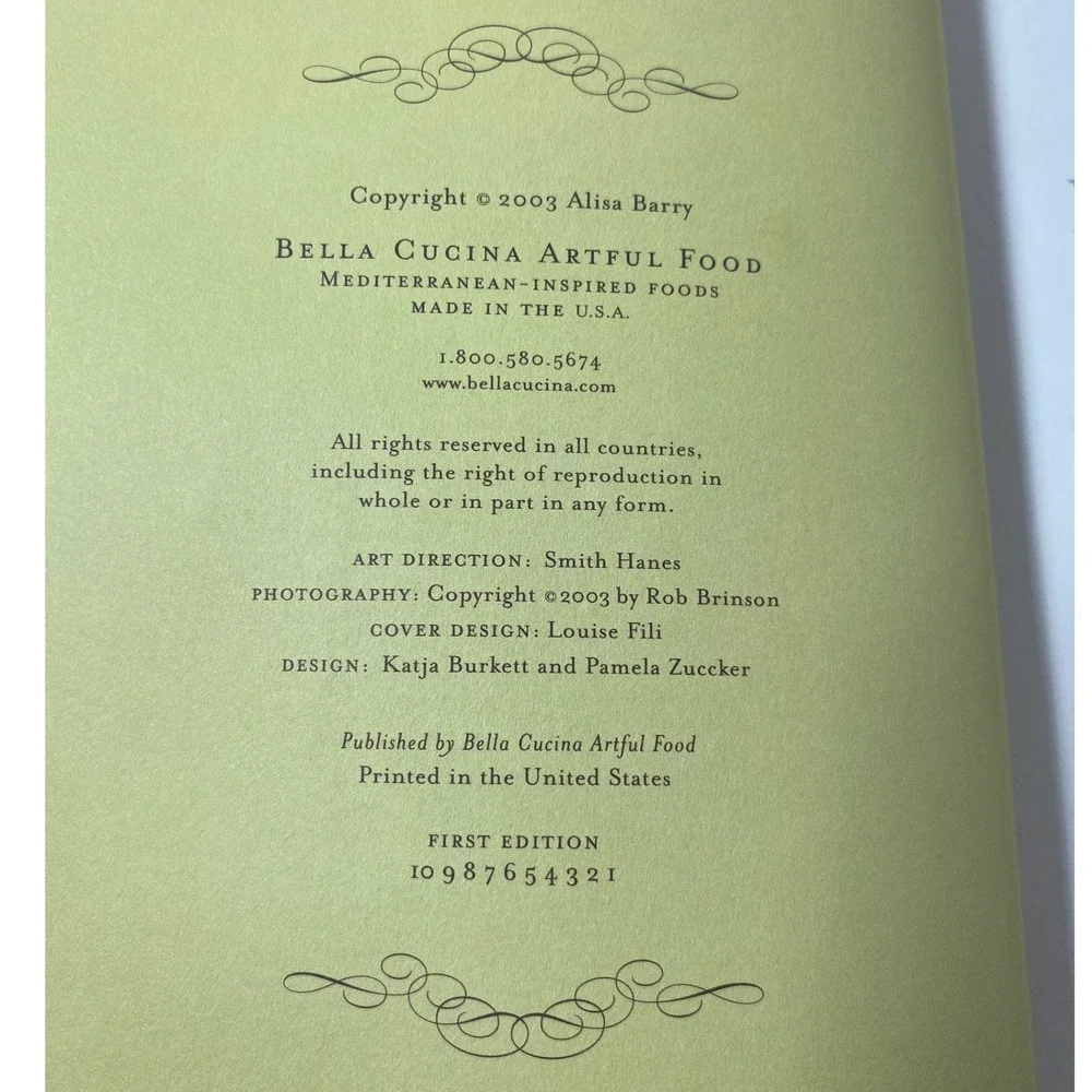 La Bella Vita Inspiration Recipes by Alisa Barry Softcover Cookbook‎